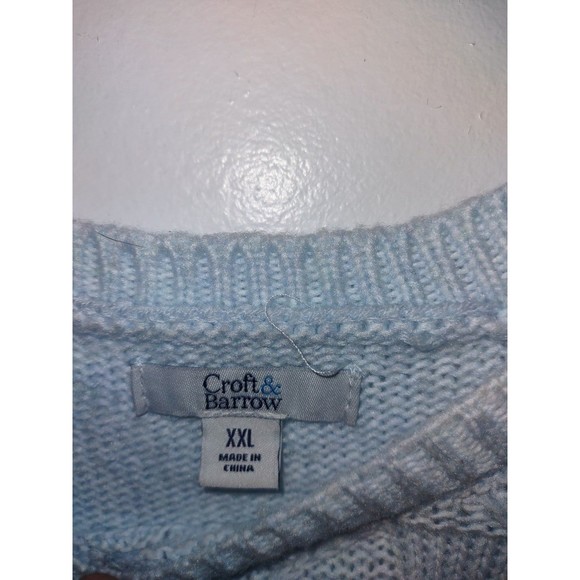 Croft and Barrow baby blue cable sweater - Picture 3 of 3